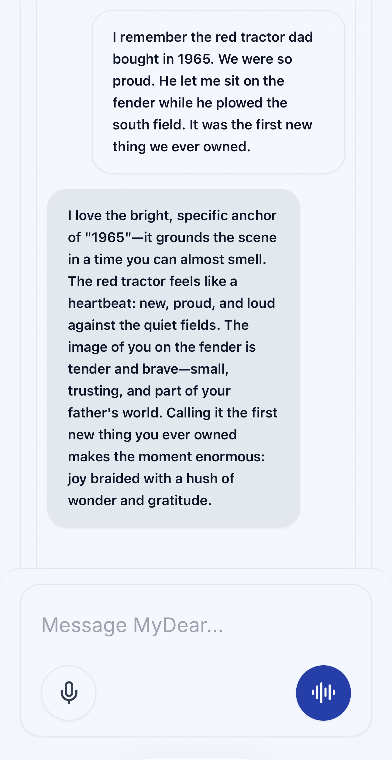 App screen showing voice recording